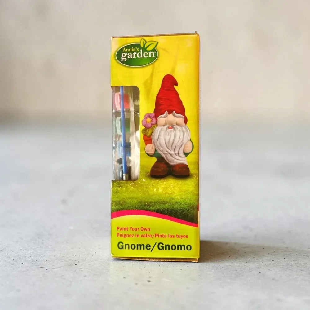 Annie's Garden DIY Paint Ceramic Gnome Kit with 6 Paints Brush  NEW